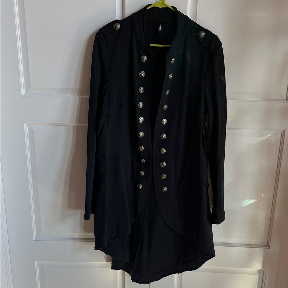 Elegant Black Military-Style Women's Coat